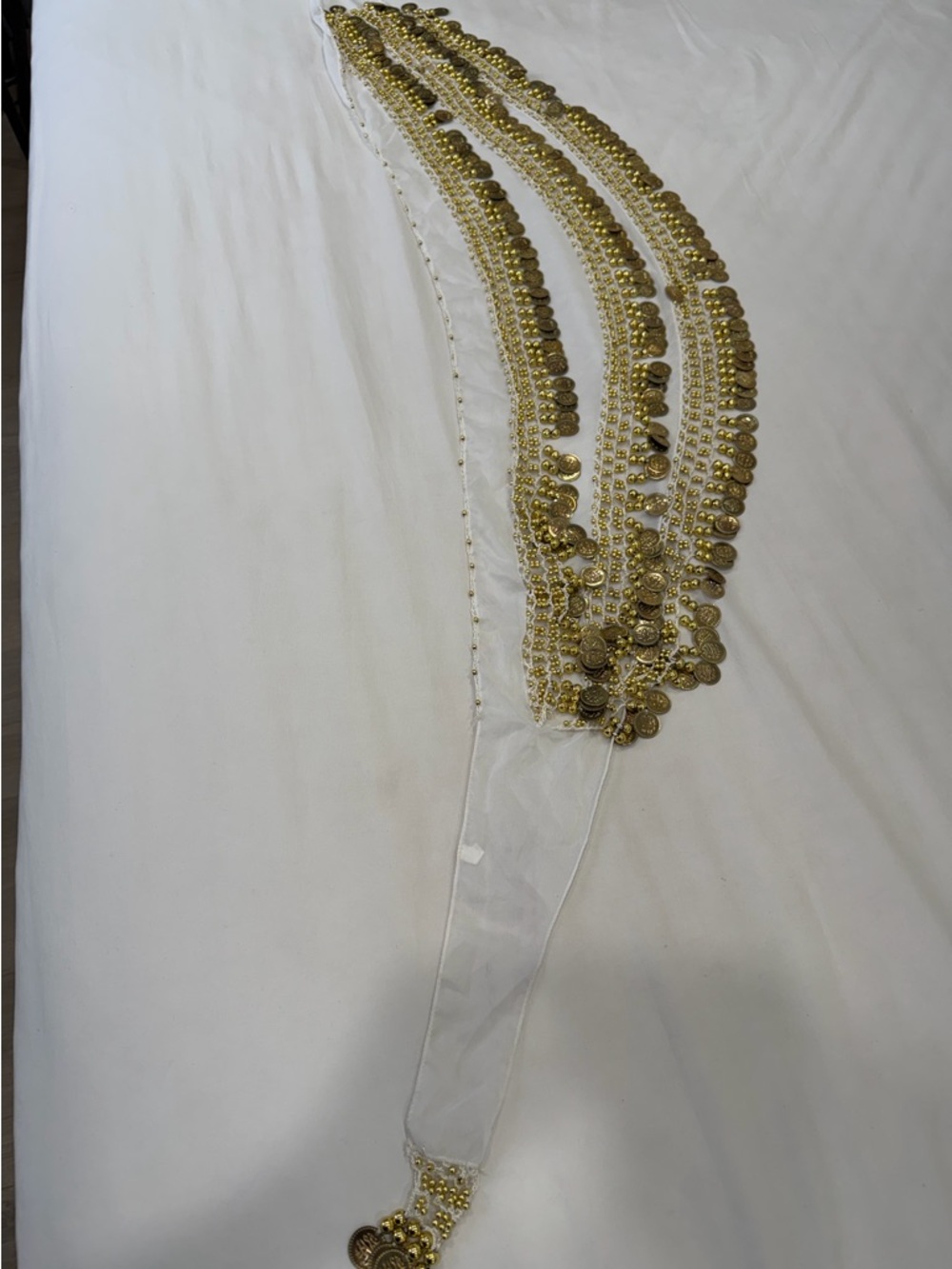 Gold and white belly dancing scarf